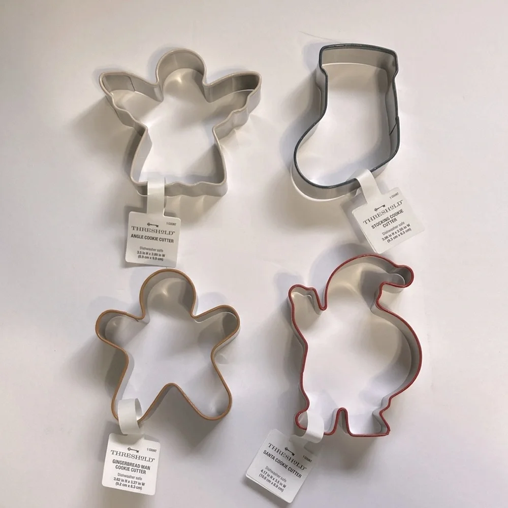 Christmas Cookie Cutters with Silicone Trim Stainless Steel  Set of 4